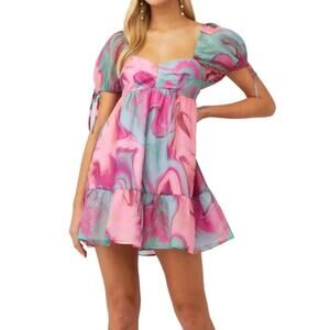 Amanda Uprichard Sicily Mini Dress Mystic Pink Blue Size Small Lightly Worn